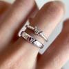 Fashion Couple Rings Set Silver Color Simple Opening Adjustable Finger Ring Jewelry for Women Men Anniversary Gift