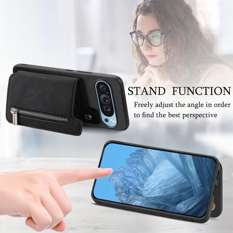 2 in 1 Magnetic Leather Zipper Wallet Phone Case for Google Pixel 10 Pro XL 8 7A 7 9A 8A Card Slots Flip Cover Coque Hoesje Etui