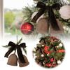 Wooden Bells With Bow Hanging Christmas Decoration, Brown