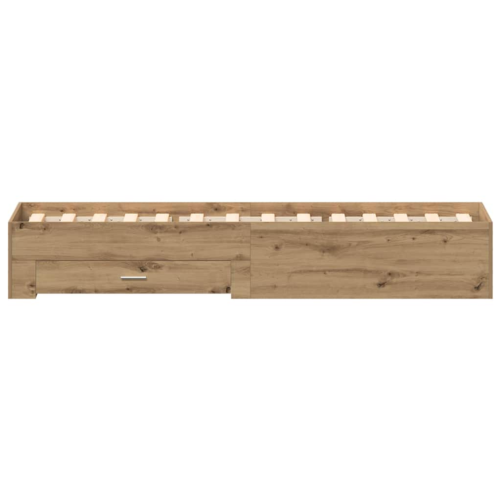 Artisan Oak Storage Bed Frame 90 x 190 cm Particleboard