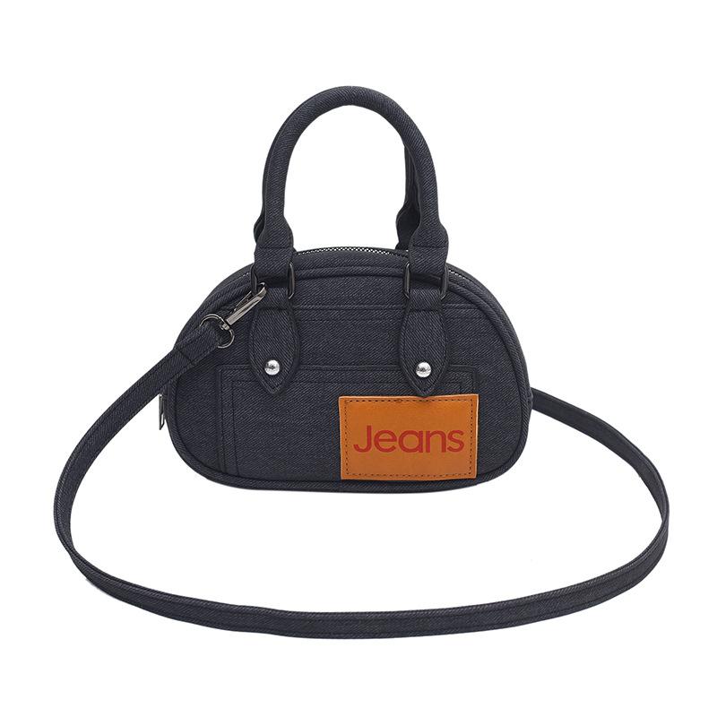 

Personalized niche design casual portable denim style bowling bag female versatile commuter messenger bag bag чёрный