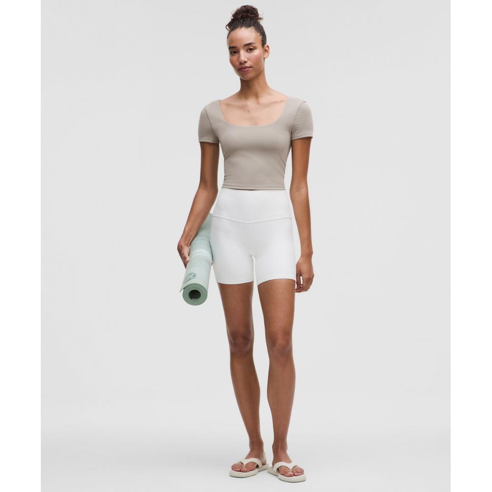 Lululemon WUnder Under SmooThcover Square Neck T shirT Warm Ash Grey