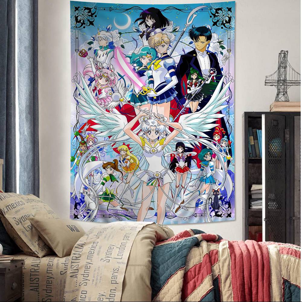 

Anime SSailor Lovely MMoon Anime Tapestry Hippie Flower Wall Carpets Dorm Decor Wall Hanging Home Decor 74x94cm(29x37in)