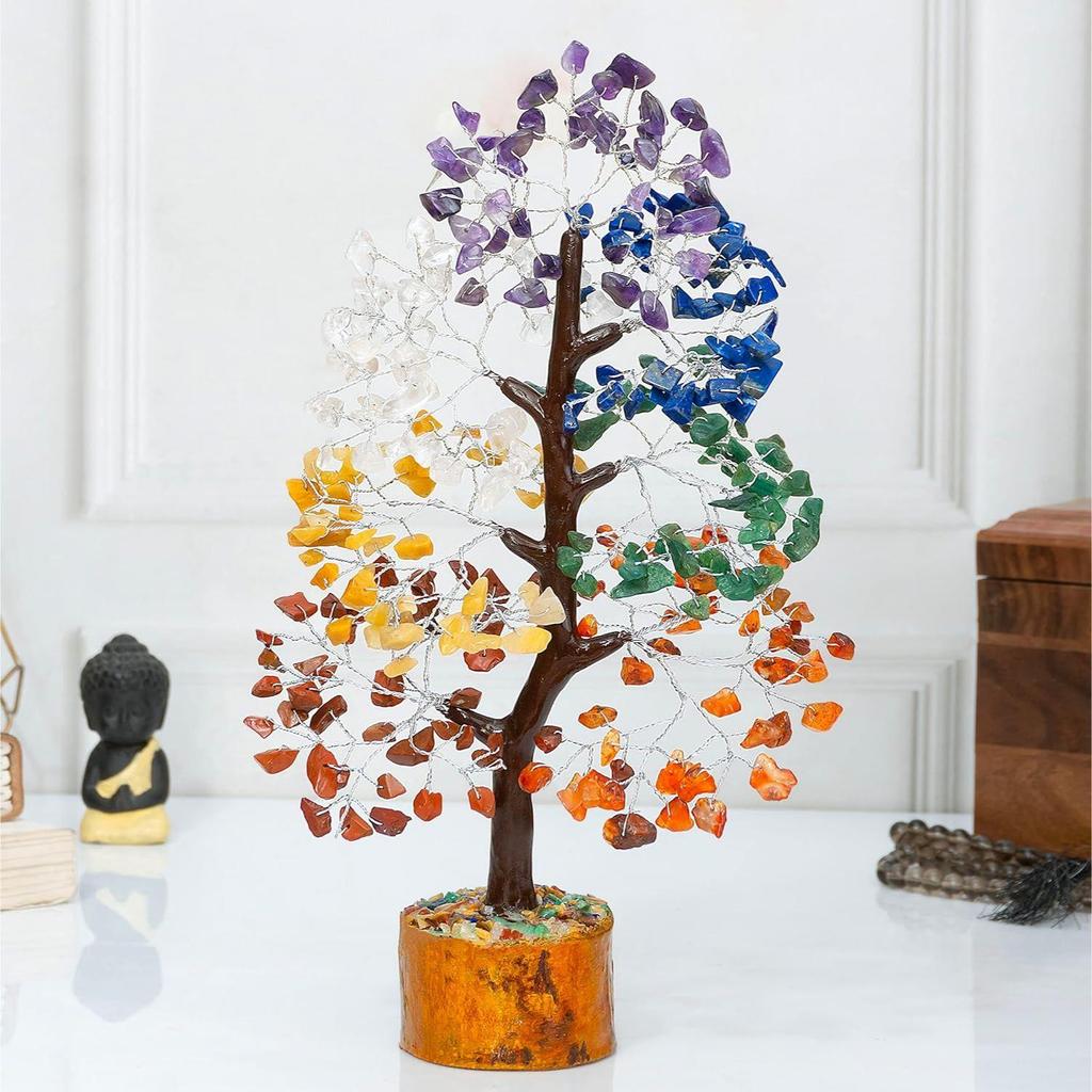 Seven Chakra Crystal Tree Good Luck Showpiece for Home Decor Items Crystals Gemstones Bonsai Money Tree for Good Luck, Decoration Gift