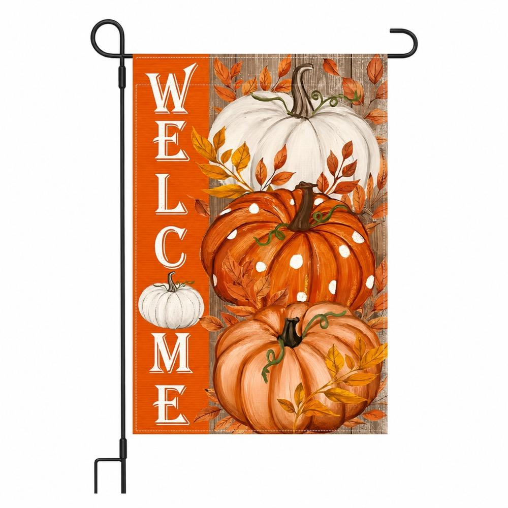 Linen Halloween Fall Pumpkin Garden Flag Rustic Style Ghost Welcome Flag Porch