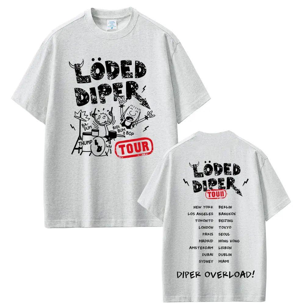 Vintage Rock Harajuku T Shirt Loded Diper Diper Overload Tour Tshirt Oversized Short Sleeve Casual Cotton Print T Shirts Unisex