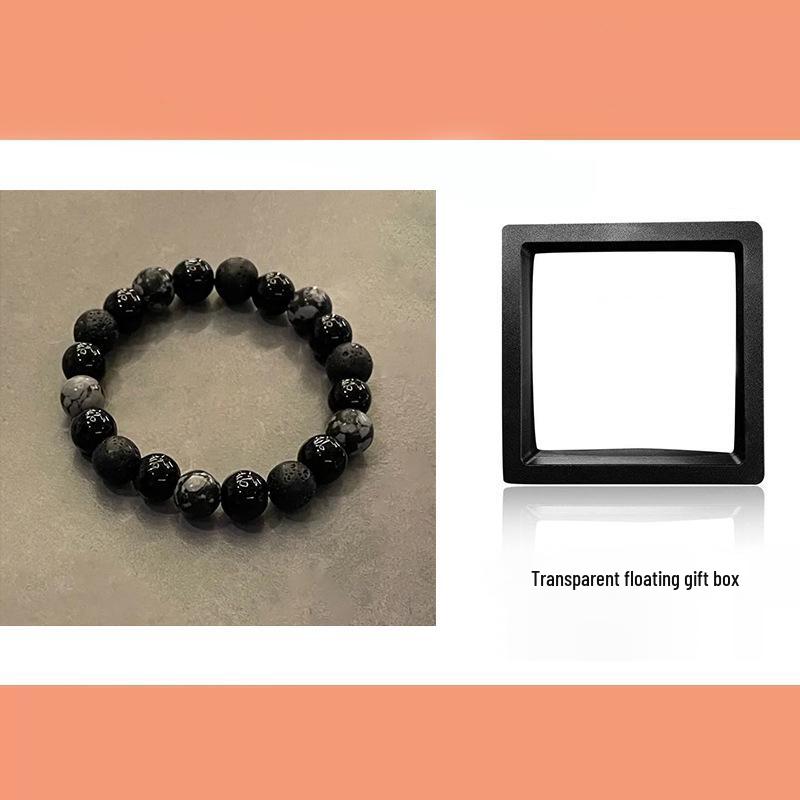 Rogue Handsome Volcanic Obsidian Bracelet: Trendy Adjustable Retro Jewelry for Men & Women.