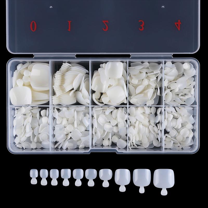 

Box of 500 Transparent Natural Color Short False Toe Nail Stickers