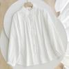Women's Retro Cotton Linen Slimming Long Sleeve Shirt - Solid Color, Loose Fit for Spring & Autumn.