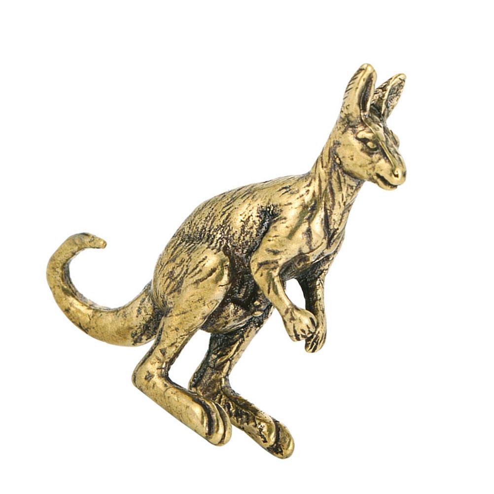 Kleine Känguru-Statue, Messing-Ornament, Gold-Dekor, kreative Desktop-Skulptur, Vintage-Spielzeug