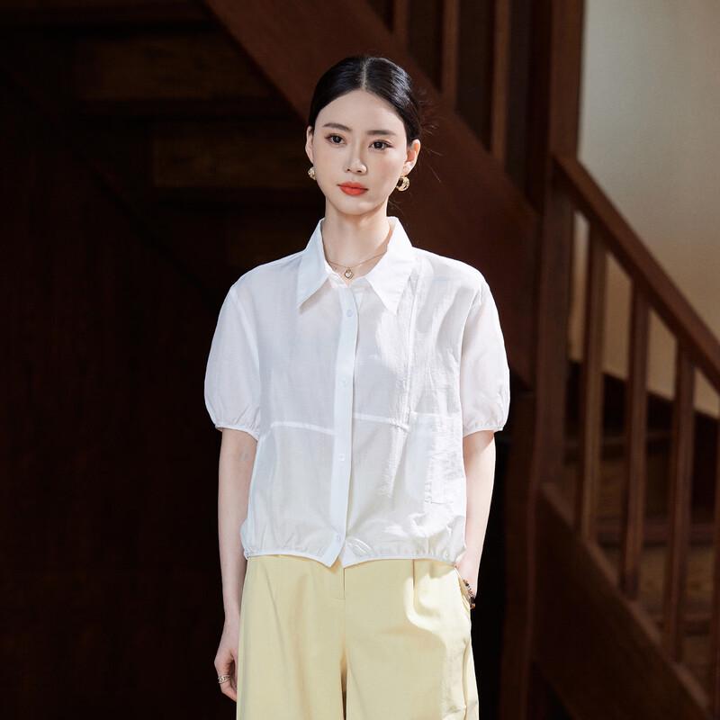 Hangyige Women s Lightweight Polo Collar Short-Sleeve Blouse M