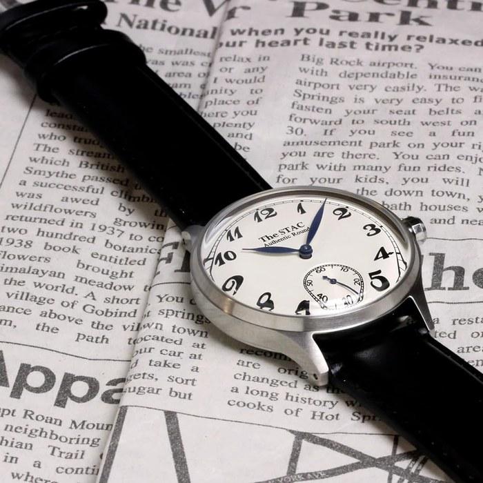 [The Stack] STAC Japanese-Made Watch 36mm Classic Retro White Black Leather ST-AR002 Off-White