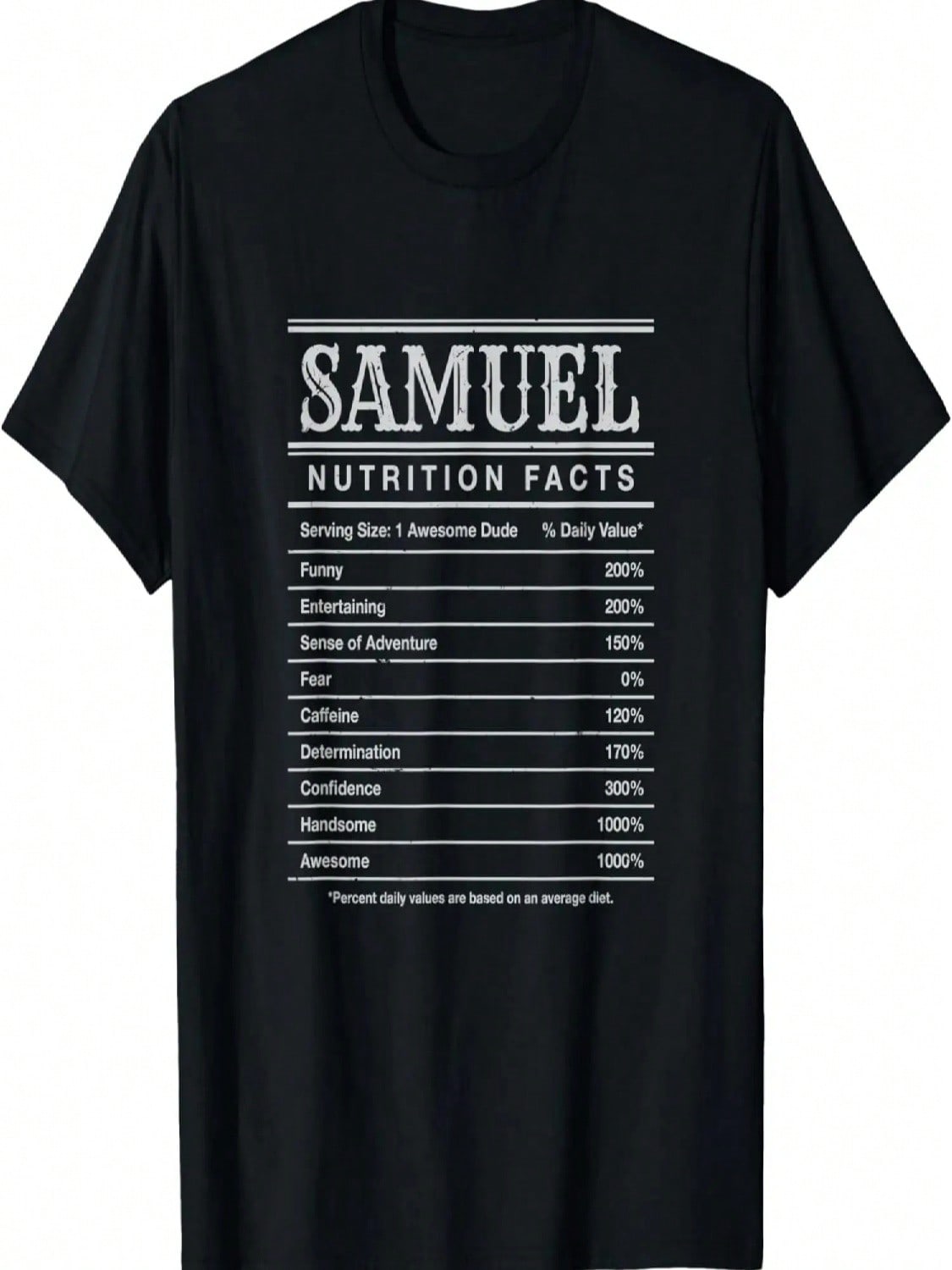 Samuel Nutrition Facts Personalized First Name Funny T-Shirt S разноцветный