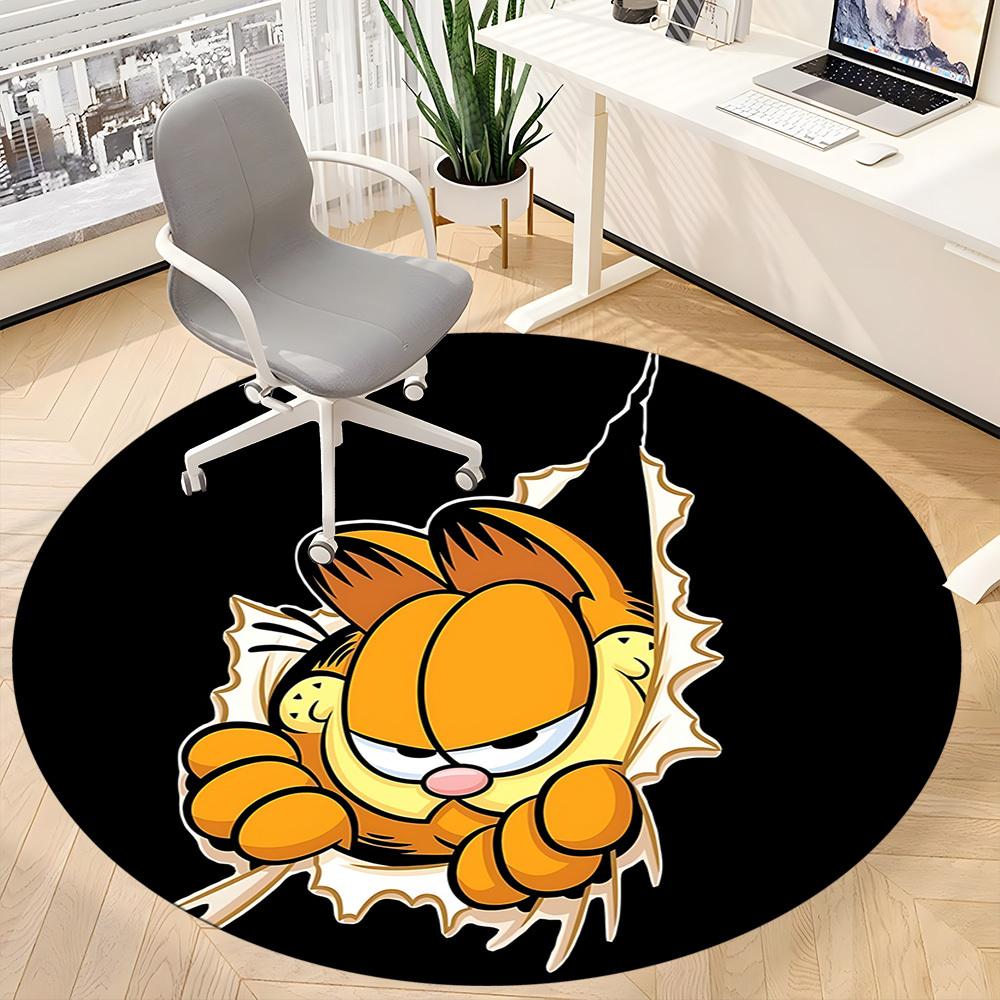1pc Garfield Cat Office Round Area Rug, Under Office Chairs Bedroom Living Room Home Decor a0926097