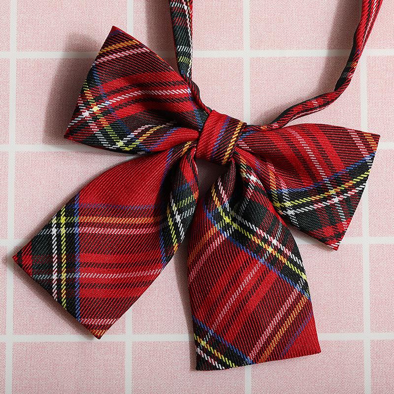 Jk Free Short Tie Necktie Female College Style Lazy Japanese Plaid Uniform Shirt Ins Student Bow Tie
