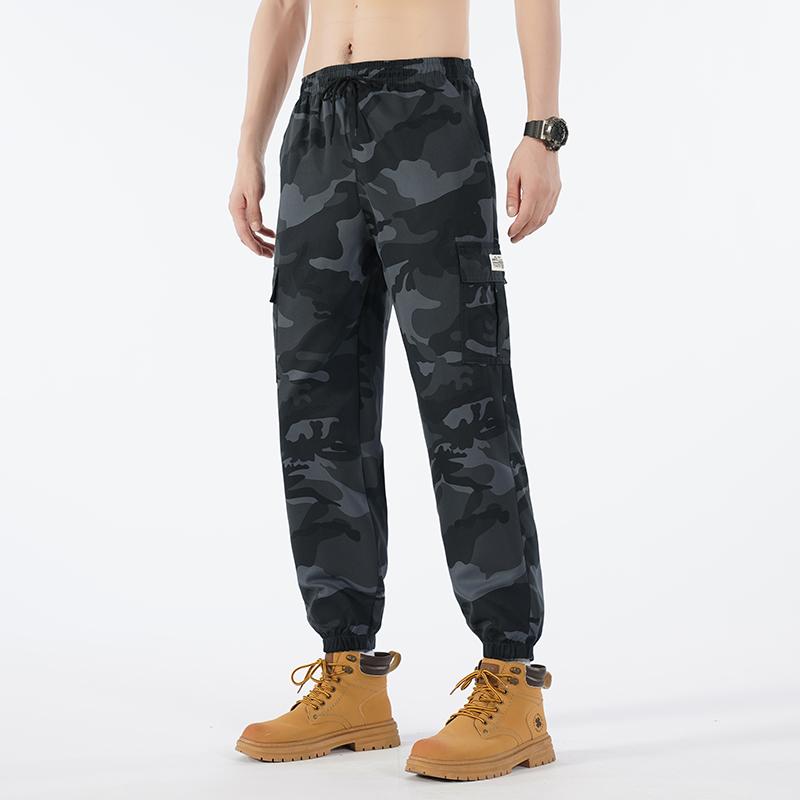 Camouflage Work Pants Autumn Men's Leg Tied Casual Pants with Multiple Pockets Korean Version Men's Pants