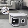 Large Space Foldable Cat House Non-slip Bottom Removable Cushion Indoor Cat Cube Bed Hanging Ball Scratching Post Cat Nest