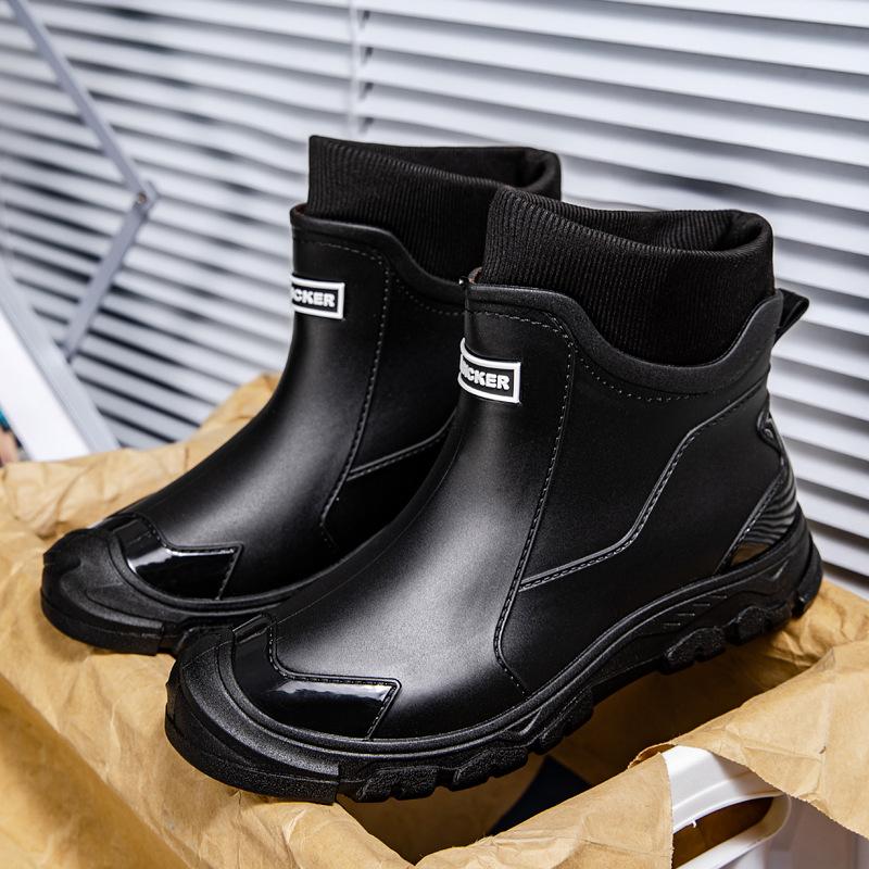 Men's rain shoes fashionable versatile fishing sea shoes thickened wear-resistant comfortable water boots adult four-season rubber shoes