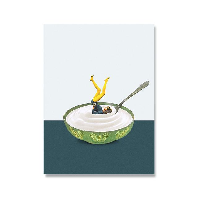 

Смешное искусство холст картины сохраняйте водный баланс стены искусства плакаты и принты йога в йогурте абстрактные картины для гостиной домашний декор 21x30cm No Framed