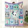VIKAMA Patchwork Puppy Dog Flannel Throw Blanket Cute Dog Grid Collar Plaid Print Soft Warm Sofa Bedroom Home Decor