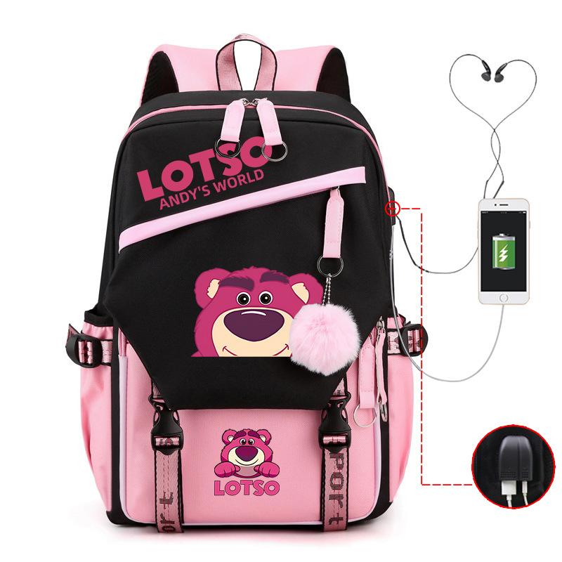 Cute Xiaoqing Strawberry Bear Peripheral High-Value Backpack Lightweight Student School Bag