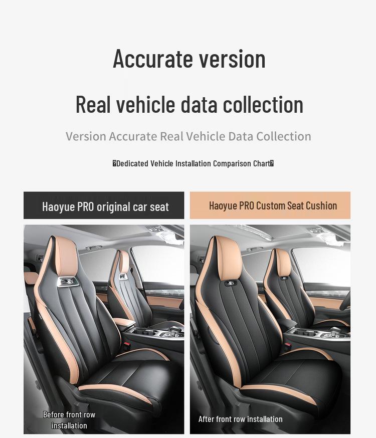 Haoyue PRO 5-Seat Full Leather Car Seat Cushion Cover - Universal for All Seasons