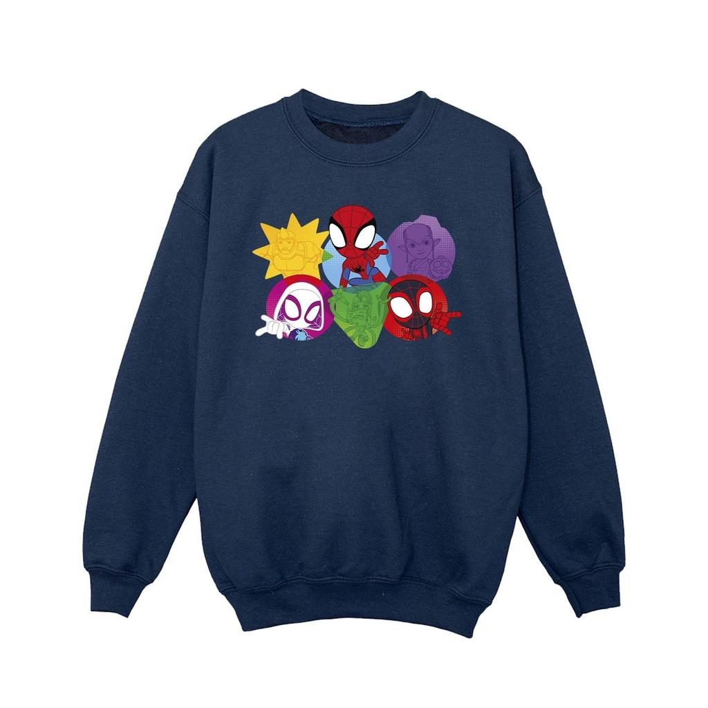 Marvel Mädchen-Sweatshirt mit Gesichtern von Spidey und seinen erstaunlichen Freunden