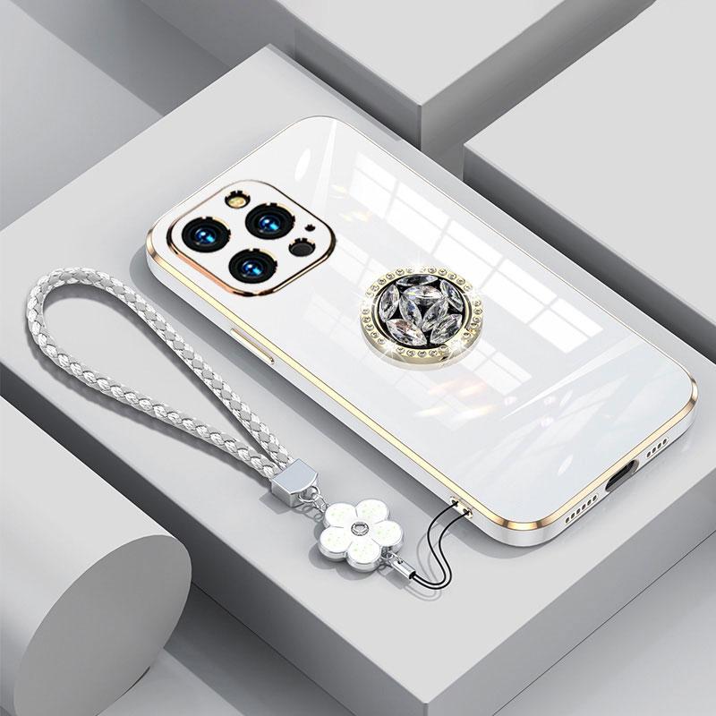 

15pLus чехол Роскошный бриллиантовый чехол для iPhone 15 12 11 13 Pro Max Чехол для телефона с покрытием шнурка Чехол iphone12 iphone13 Mini For iphone15&Case & Holder бежевый