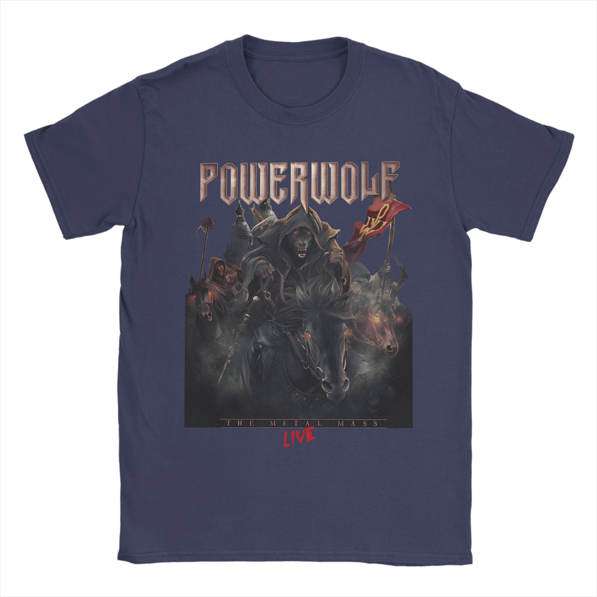 Футболка группы Powerwolf Летние хлопковые футболки для мужчин Хип-хоп Повседневная футболка с коротким рукавом Классическая одежда 3XL