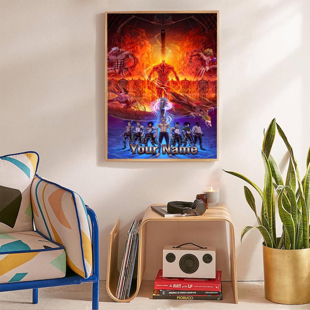 Attack Titan Personalized Name Diamond Paintings Mosaic Wall Round Diamond Art Painting Kits Embroidery Crystal Accessories Frameless