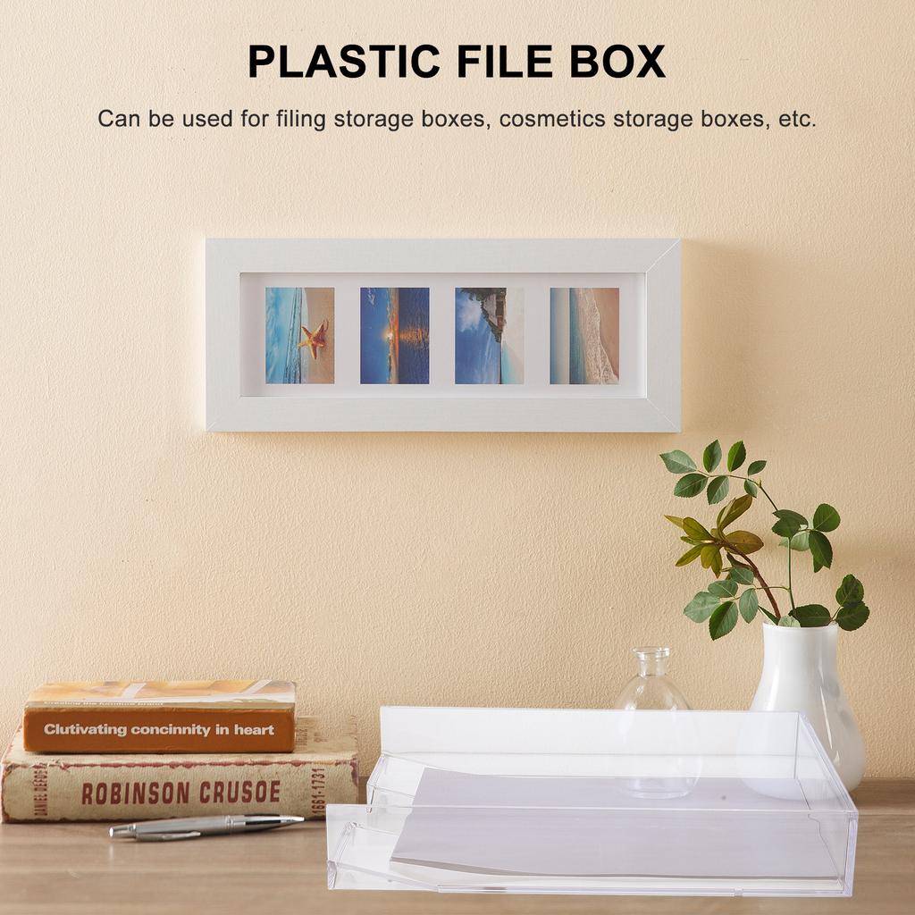 Superposable Document Box A4 Paper Holder Heavy Duty Tasteless Plastic File Organizer for Certificates Magazines Files Desktop