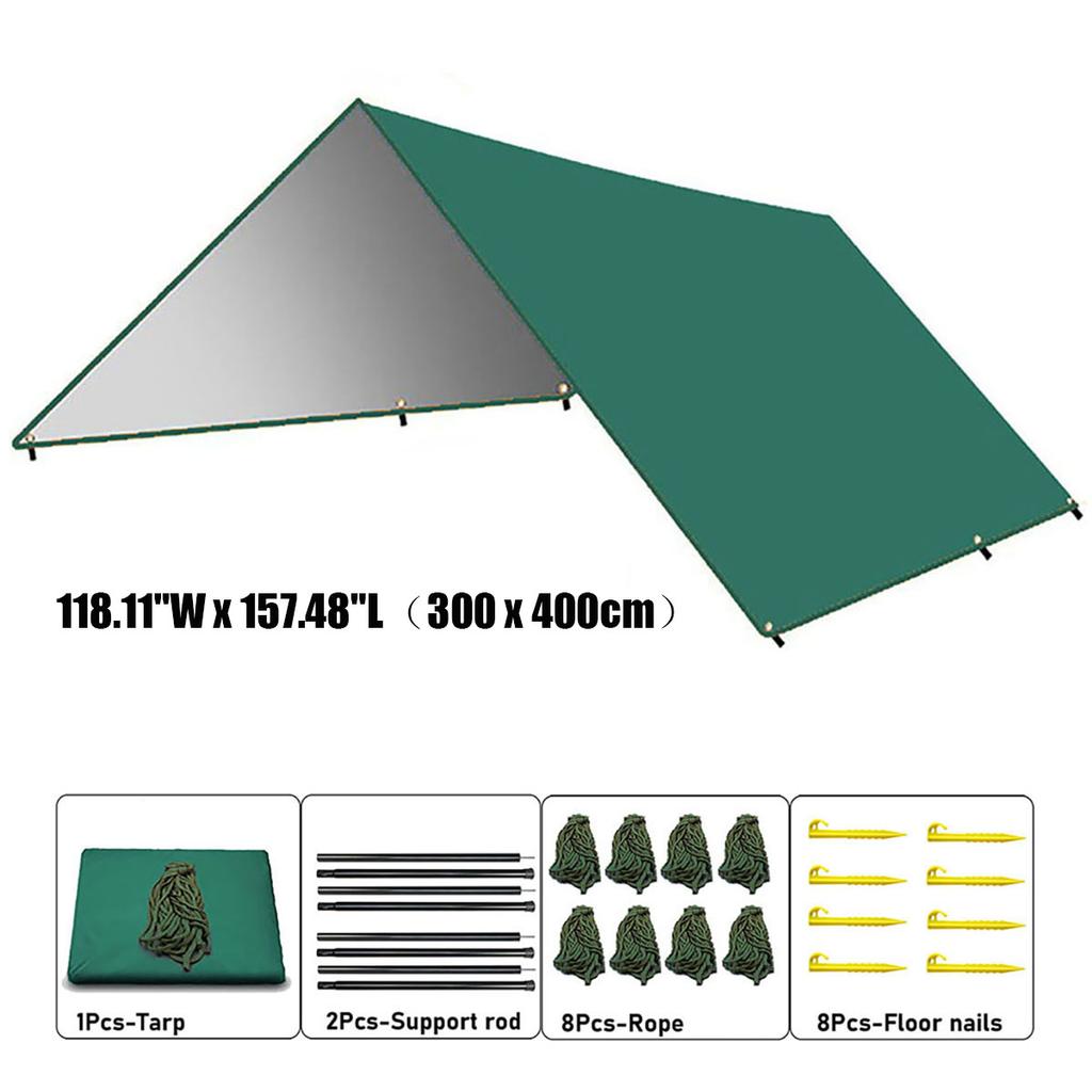 Su Geçirmez Kamp Güneşliği, Taşınabilir Çadır Branda, UV Korumalı Güneşlik, Çok Fonksiyonlu Outdoor Kamp Malzemesi - Yeşil