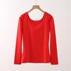 Women's Pure Cotton Long-Sleeve Top: Thin Autumn/Winter Base Layer, Warm Lycra Cotton Sweater