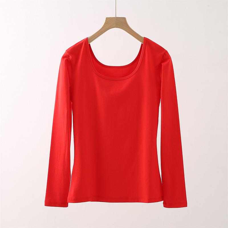 Women's Pure Cotton Long-Sleeve Top: Thin Autumn/Winter Base Layer, Warm Lycra Cotton Sweater