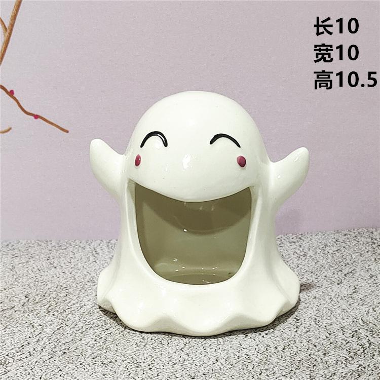 Keramik Halloween Geist Kerzenhalter Kerzenständer Kaninchen Schlüsselablage Organizer Raumdekoration Heimtisch Duftbehälter