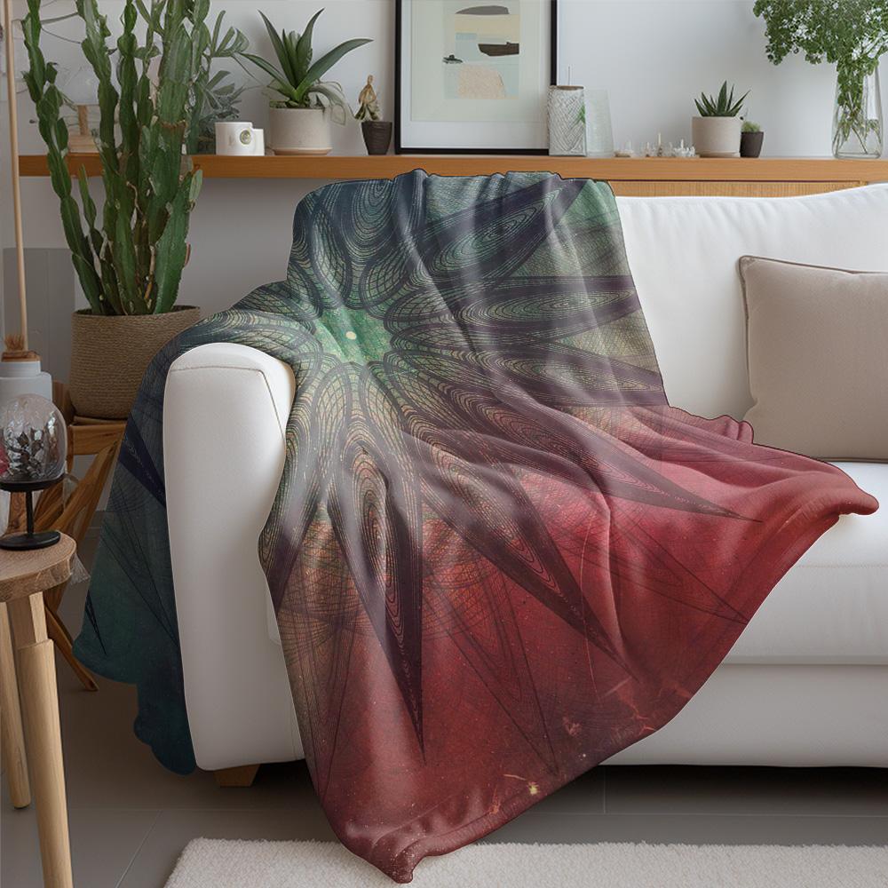 Psychedelic Star Fractal Geometric Throw Blanket Decorative Bed Sofa Cover Art Print Cushion Gift