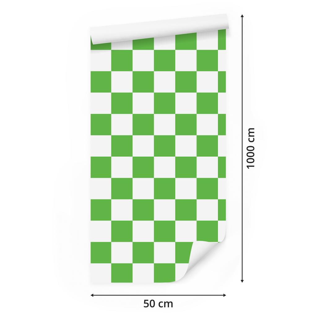Checkerboard Wallpaper White and Green for Living Room and Bedroom 50x1000