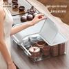 White Transparent Tea Set Storage Box with Lid - Dustproof, Moisture-Proof Kitchen Countertop Organizer