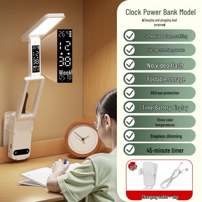 Smart Rechargeable Folding Table Lamp for Students with Eye Protection and Timer