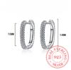 Fashion Charm Real 925 Sterling Silver Minimalist Pave Zirconia Geometric Oval Hoop Earrings for Women Unisex Party Jewelry Gift