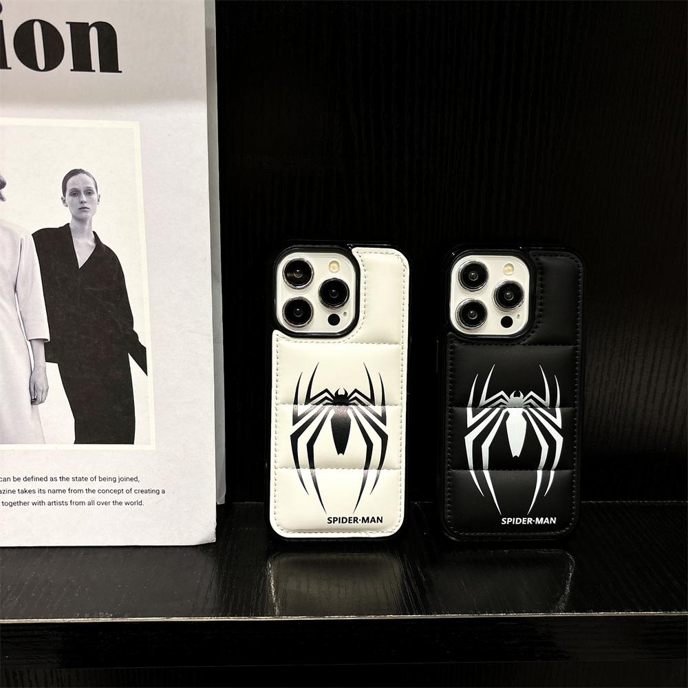 Red Spider Puffer Phone Case Man Black and White 3D Shockproof Phone Covers for iPhone 16 15 14 13 12 11 Pro Max Case for Sons