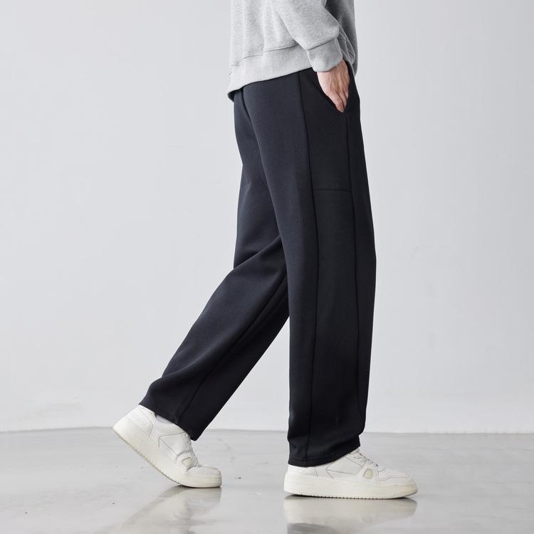 

WOOG2005 Мужские серые спортивные брюки на кулиске - Весна/Осень 2025 Свободный прямой крой M