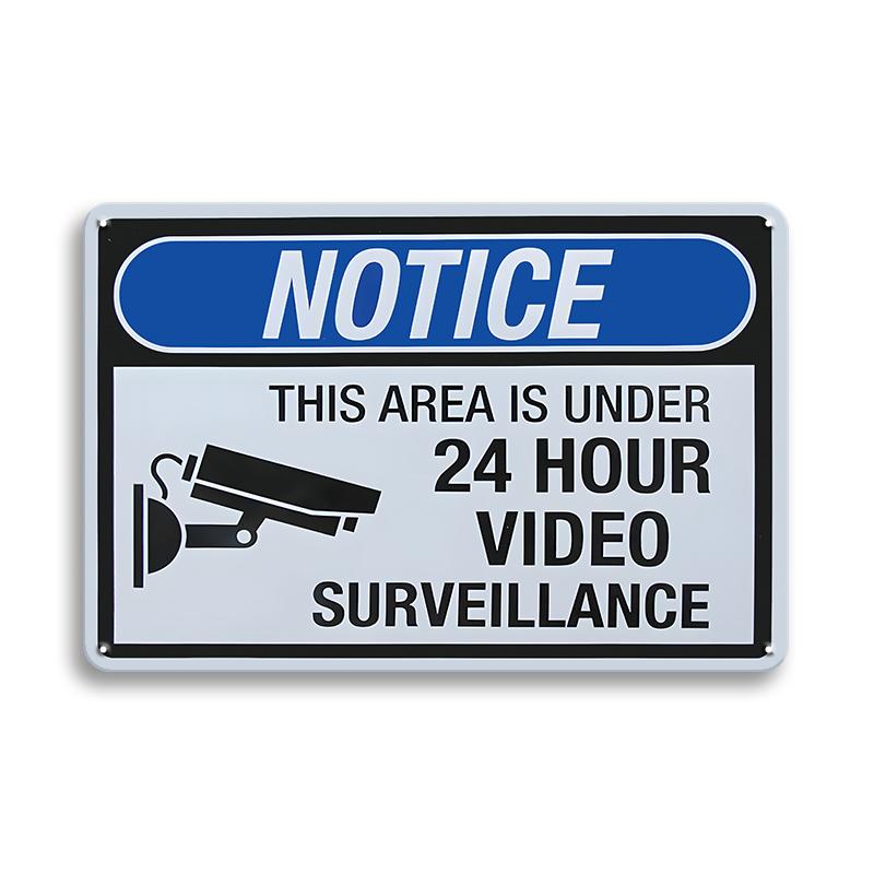 Vintage Tin Sign Retro Warning Metal Sign Video Surveillance Signs No Trespassing Sign Poster For Garage Home Man Cave Wall Deco