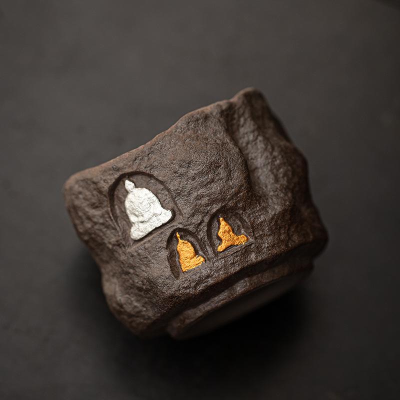 Retro Gold-plated Iron Glaze Dunhuang Cup Tea Cup Master Cup Ancient Early-fired Handmade Ceramics Tea Cup Kung Fu Tea