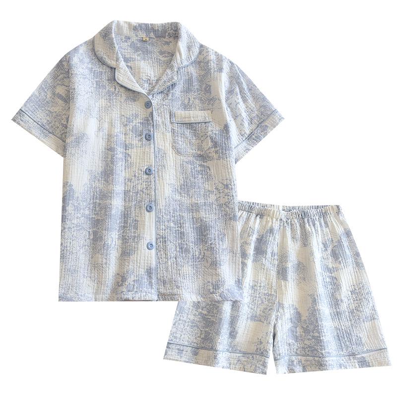 Damski letni zestaw piżamowy z czystej bawełny - Słodki, Przewiewny, Krótki rękaw i Szorty