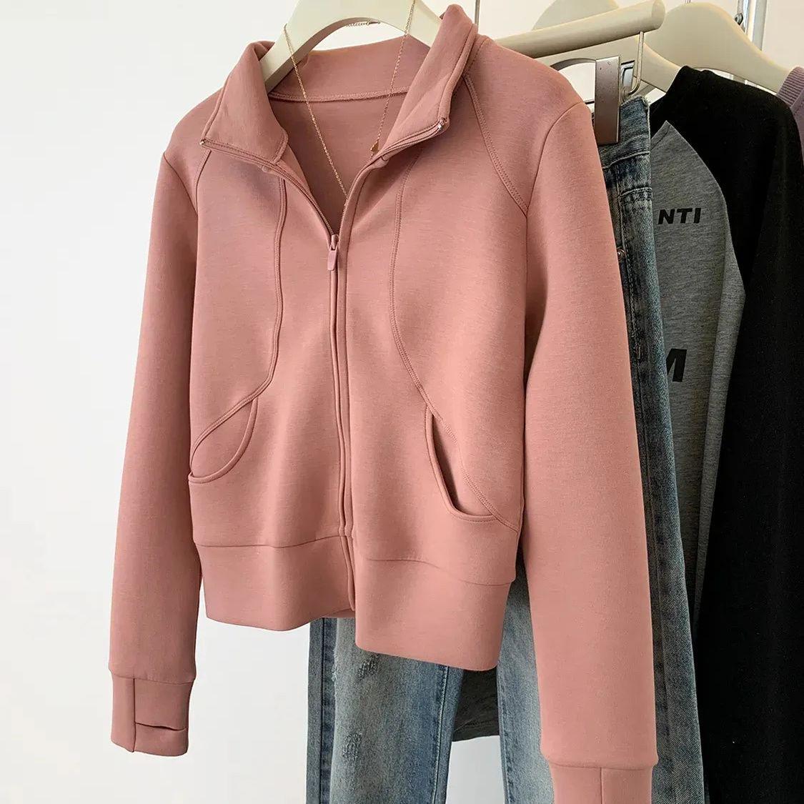 

Pink Petite Women s Spring/Autumn Cardigan with Zipper, Stand Collar, 2025 Collection M (for 40-50 kg)