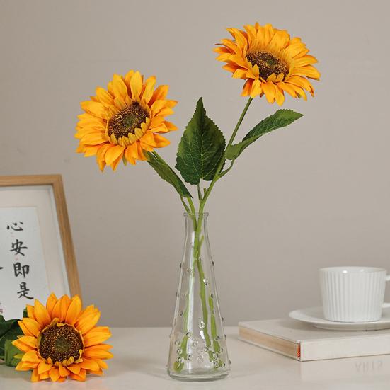 Simulated Sunflower Faux Flower with Bendable Stem Artificial Sunflower Branch for Home Office Wedding Parties Centerpiece