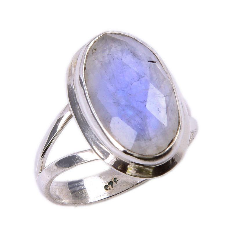 Natural Rainbow Moonstone Gemstone 925 Solid Sterling Silver Ring Size 6 M3F29