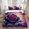 3pcs Rose Music Bedding Set Down Comforter Cover and Pillowcases, Suitable for Guest Room Home Decoration All Seasons(No Insert) S0819056