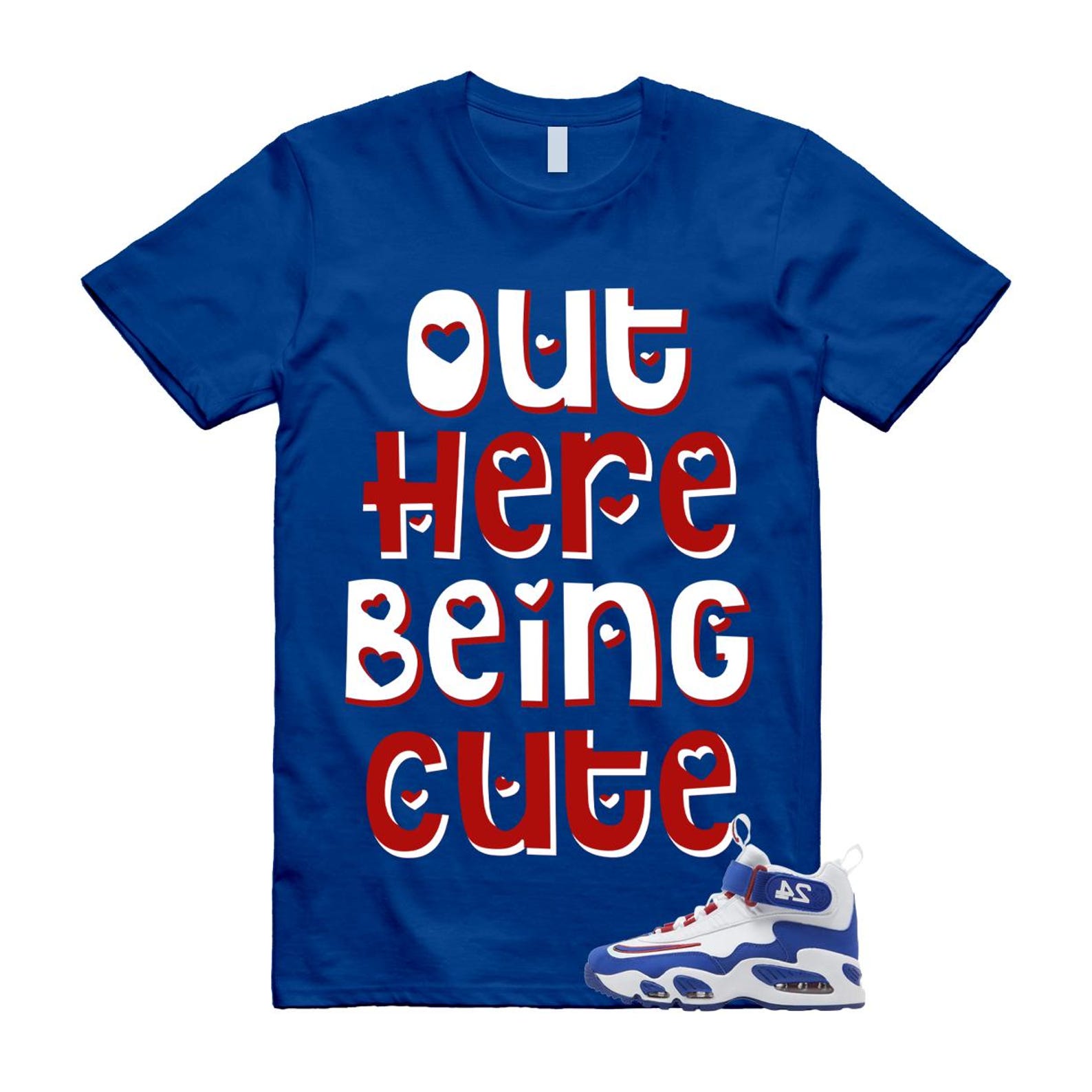 Air Griffey Max 1 USA White Blue Red T Shirt Match OHBC 4XL